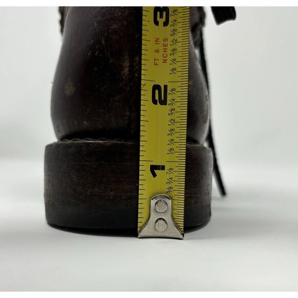 Frye Jenna Disc Dark Brown Studded Lace Up Distressed Leather Boots Size 8 B - Picture 11 of 11